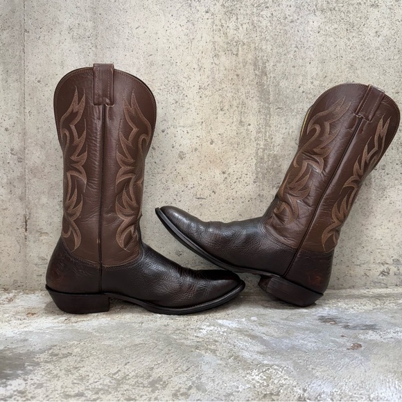 Vintage Nocona Cowboy Boots 11.5D USA Made Brown Western Leather display picture 3